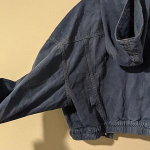 Cropped denim hoodie indigo dyed